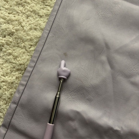 Zara High Waisted Lilac Faux Leather Trousers M Raw Hem 30x30 Hipster Skate‎ Emo - Picture 7 of 16